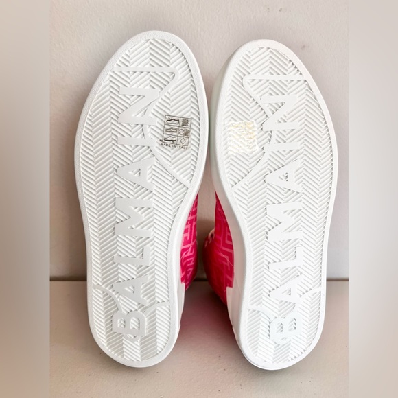 NIB Balmain X Barbie Pink Sneakers EU 40 US 10 Women’s High Top Lace Up B Court - Picture 10 of 10